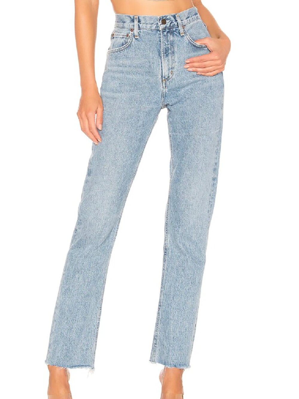 AGOLDE Cherie High Rise 100% Cotton High Rise Straight Leg Jeans Medium Wash